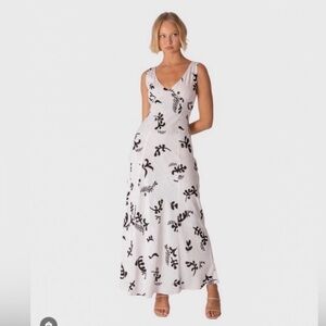 Paper Hearts Black + White Linen Maxi Dress